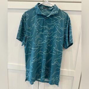 G/FORE Teal Polo with White Line-Print